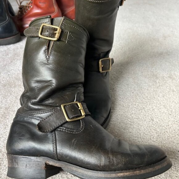 Y\'2 Leather Olive Eco Horsehide Engineer Boots